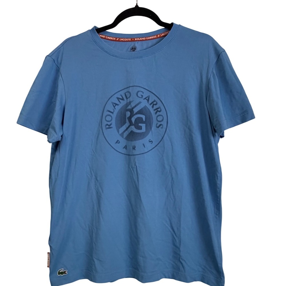 Lacoste Roland Garros Paris Ultra Dry Tennis T-Shirt Blue Men L TH3398